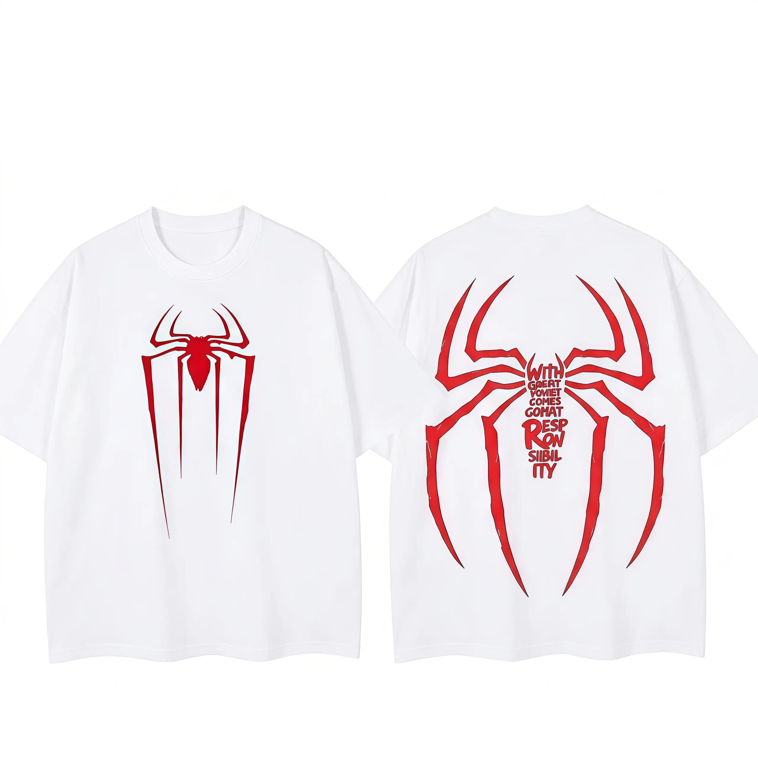 Hero Tee Men Spidey Tattoo Graphic Crewneck T-Shirt, Vintage Cyberpunk Y2K Retro Gym Workout Pump Cotton Streetwear Top