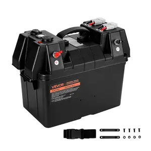 VEVOR Battery Box, Group 24/31 Trolling Motor Battery Box, 12V/24V Marine Batteries Case with PP Shell and Dual Straps, Smart Batteries Case, Suitable for Trolling Motor, Marine,RV & Solar Panel