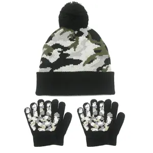 EvridWear Winter Hat and Gloves Set - Knit Earflap Beanie Warm Cap with 2 Pairs of Gloves, Children's Size, Unisex Handwear