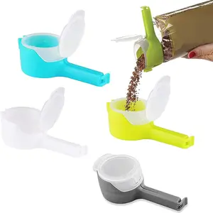4pcs Pack Durable Plastic Food Bag Clips with Pour Spout & Airtight Seal - Leakproof Spoutable Bag Clips Suitable for Snacks, Cereal, Pet Food - for, Travel, for Pet Food Sealing