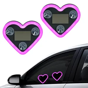 2pc Car LED Ambient Light, Rechargeable Solar-Powered Heart-Shaped LED Light, Neon Light for Car, Bedroom, Party, Outdoor Decor, Ideal Gift, Led Lights Car, Car Decorative Light
