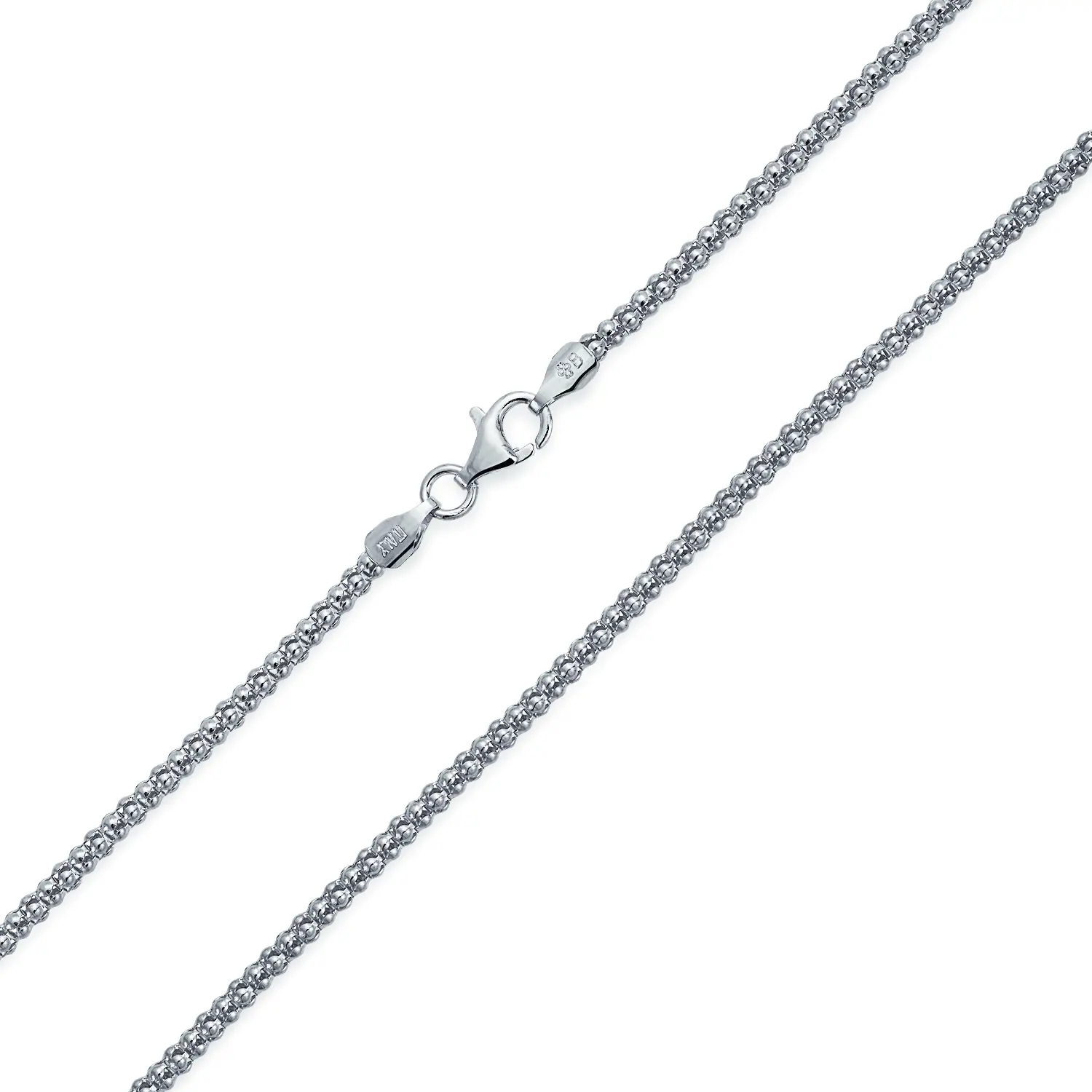 Bali Style Black Caviar Coreana Chain Necklace Oxidized Sterling Silver