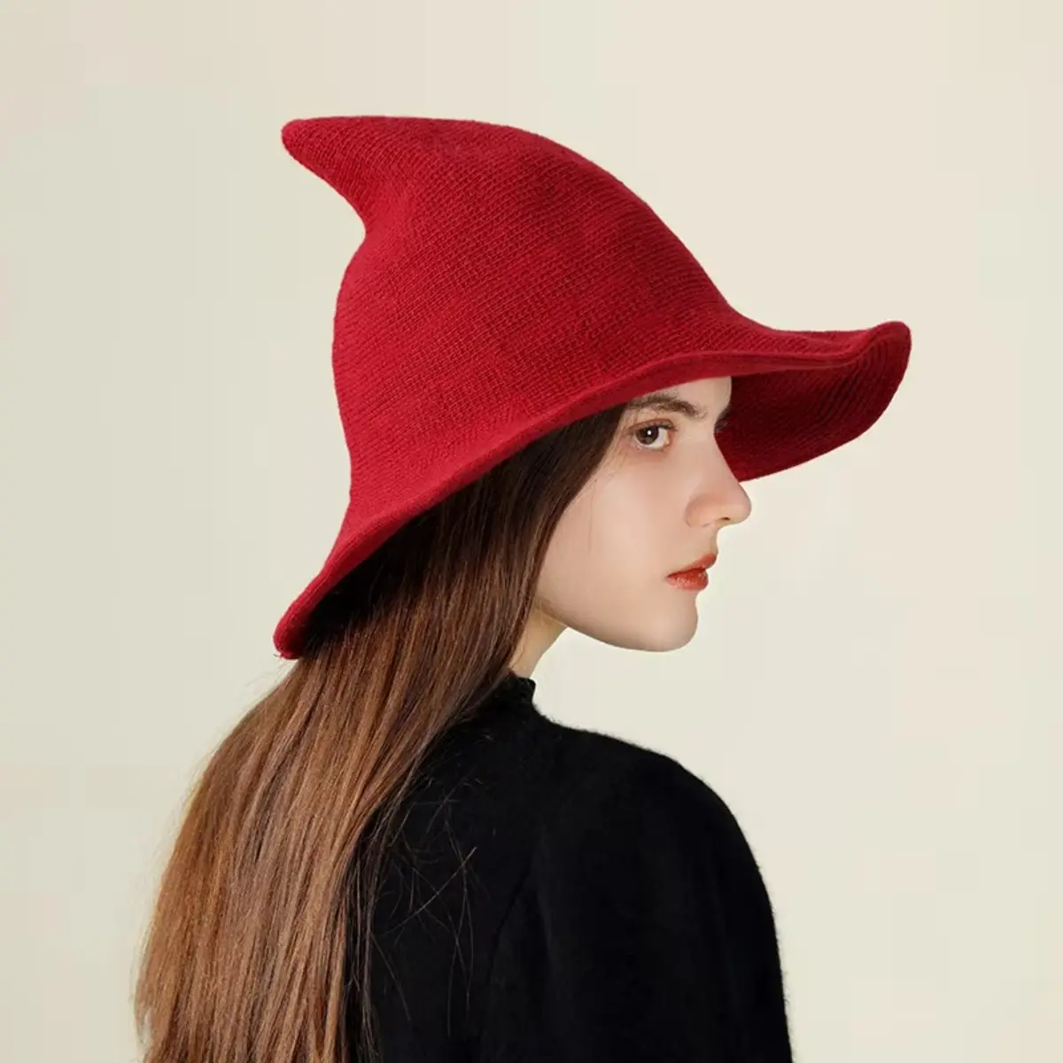Halloween Witch Hat for Women Wide Brim Foldable Halloween Wool Hats for Party Cosplay Costume Accessory Gift Gothic