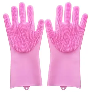 Multi-functional Magic Dishwashing Gloves with Brush, Reusable Silicone Cleaning Gloves, Heat-resistant Household Washing Gloves