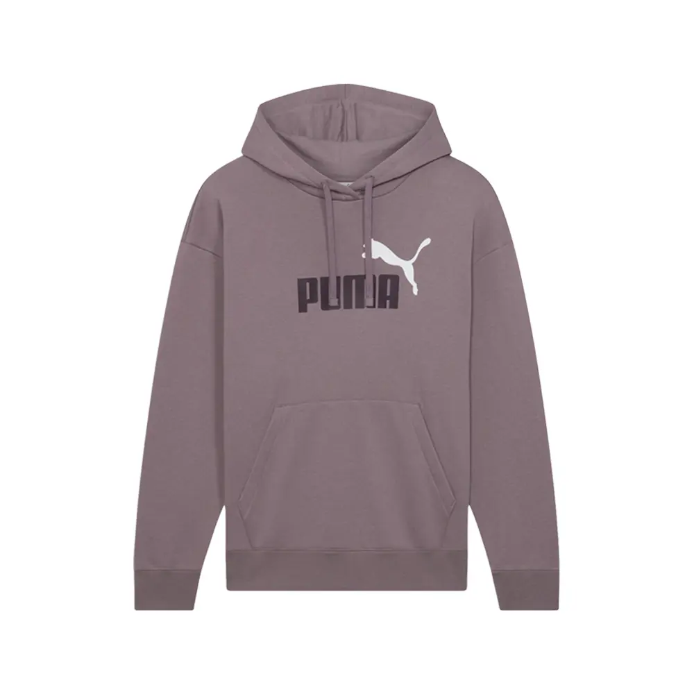 PUMA Womens Essentials 2 Tone Logo Fleece Pull Over Hoodie Casual Outerwear Casual - Purple
