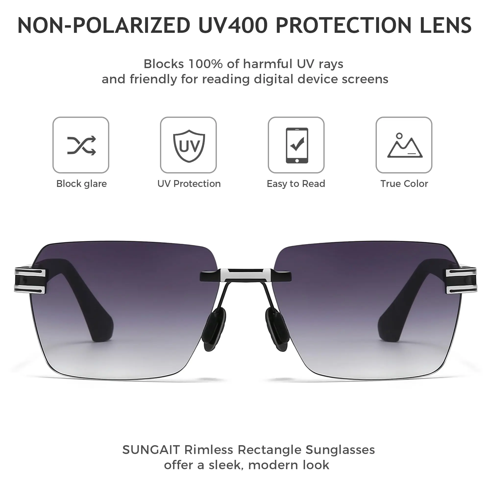 Trendy Rimless Y2K Square Sunglasses UV400 Protection Amazon.com: VANLINKER Wrap Around Y2K Sunglasses for Women  main image 2