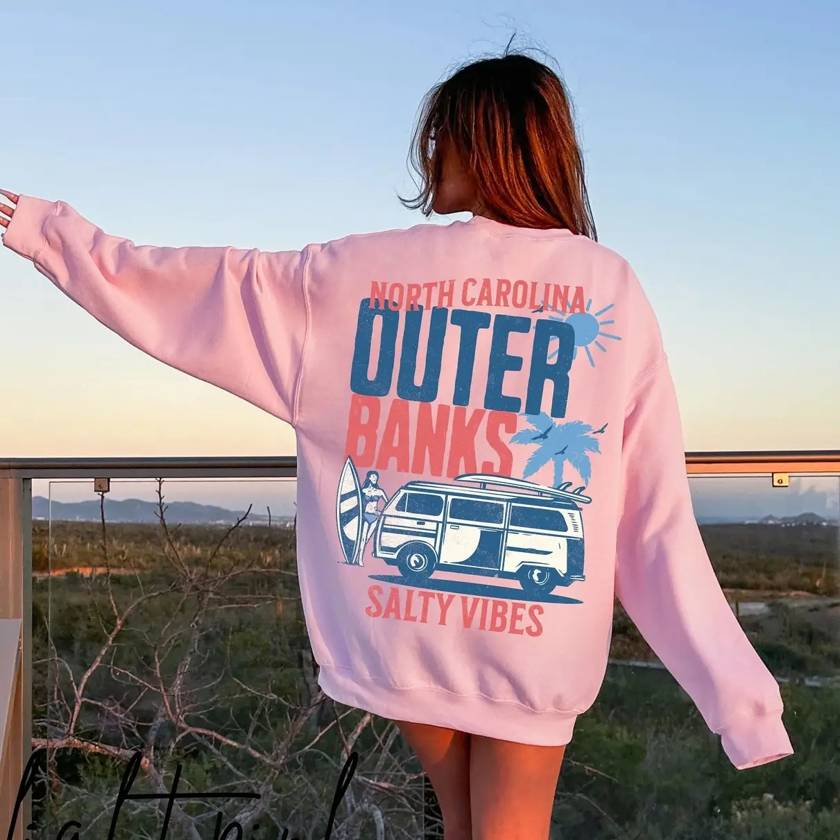 [Only on back] 0uter Banks T-Shirt Sweatshirt Hoodie, Salty Vibes OBX Shirt, North Caroliina Sweatshirt