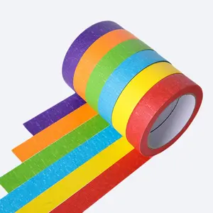 Vibrant Colored 6pcs Masking Tape - Easy-Tear Paper Tape for Arts, Crafts, Labeling, and DIY Projects - Sticks to Plastic, Wood, Glass, Non-Waterproof, Ideal for Labeling, Decorative Tape, Easytear Tape