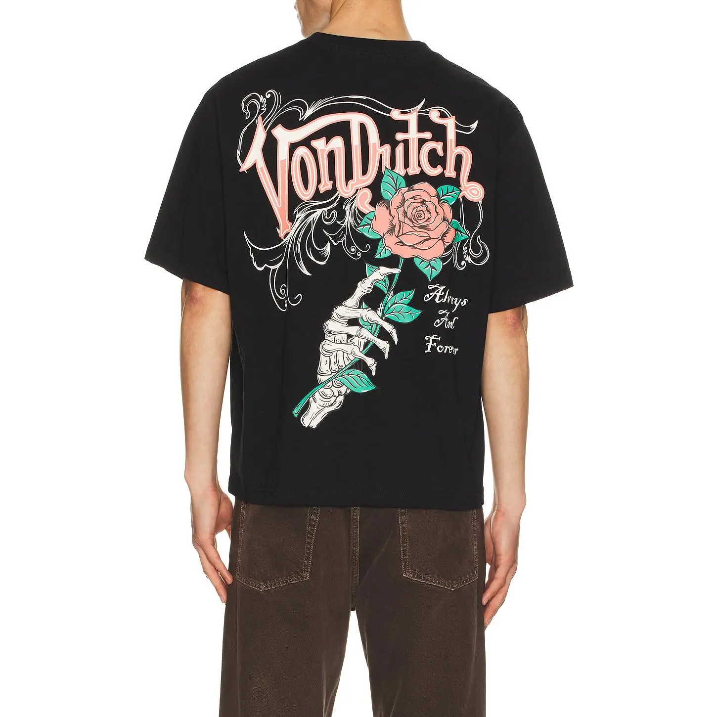 Von Dutch Always Forever Boxy Crop Tee in Jet Black Unisex