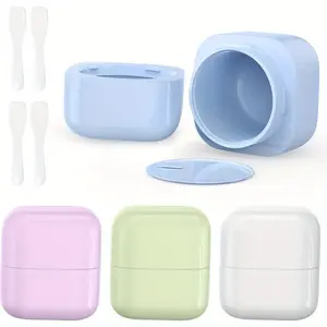 4 Pieces Travel Refillable Containers Bottle, Travel Containers for Toiletries, Leak-proof Travel Accessories with Lid, with 4 Emulsion Spoon
