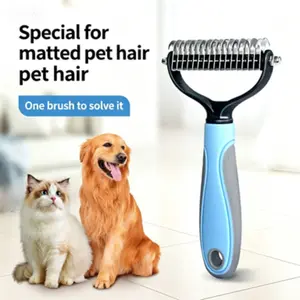 304 Stainless Steel Self Cleaning Pet Slicker Brush, 2-Sided Deshedding Comb for Dogs & Cats, Massage Grooming Tool with Ergonomic Anti-Slip Handle, Eco-Friendly ABS, 2 Sizes Available, Grooming Supplies