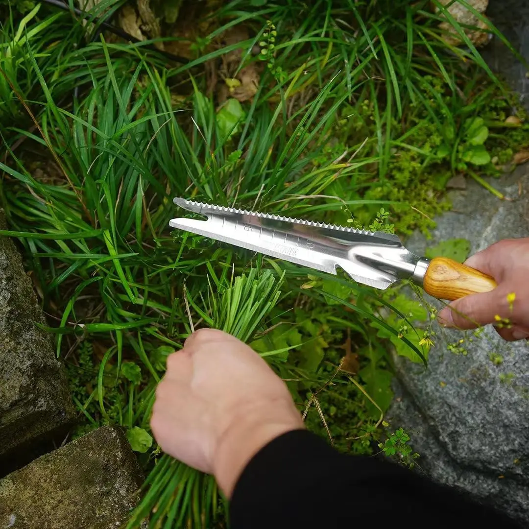 Multi-Functional Weeding Tool, Stainless Steel Sawtooth Shovel, Garden Weed Removal, Root Puller, Yard Maintenance Tool, Gardening Essential