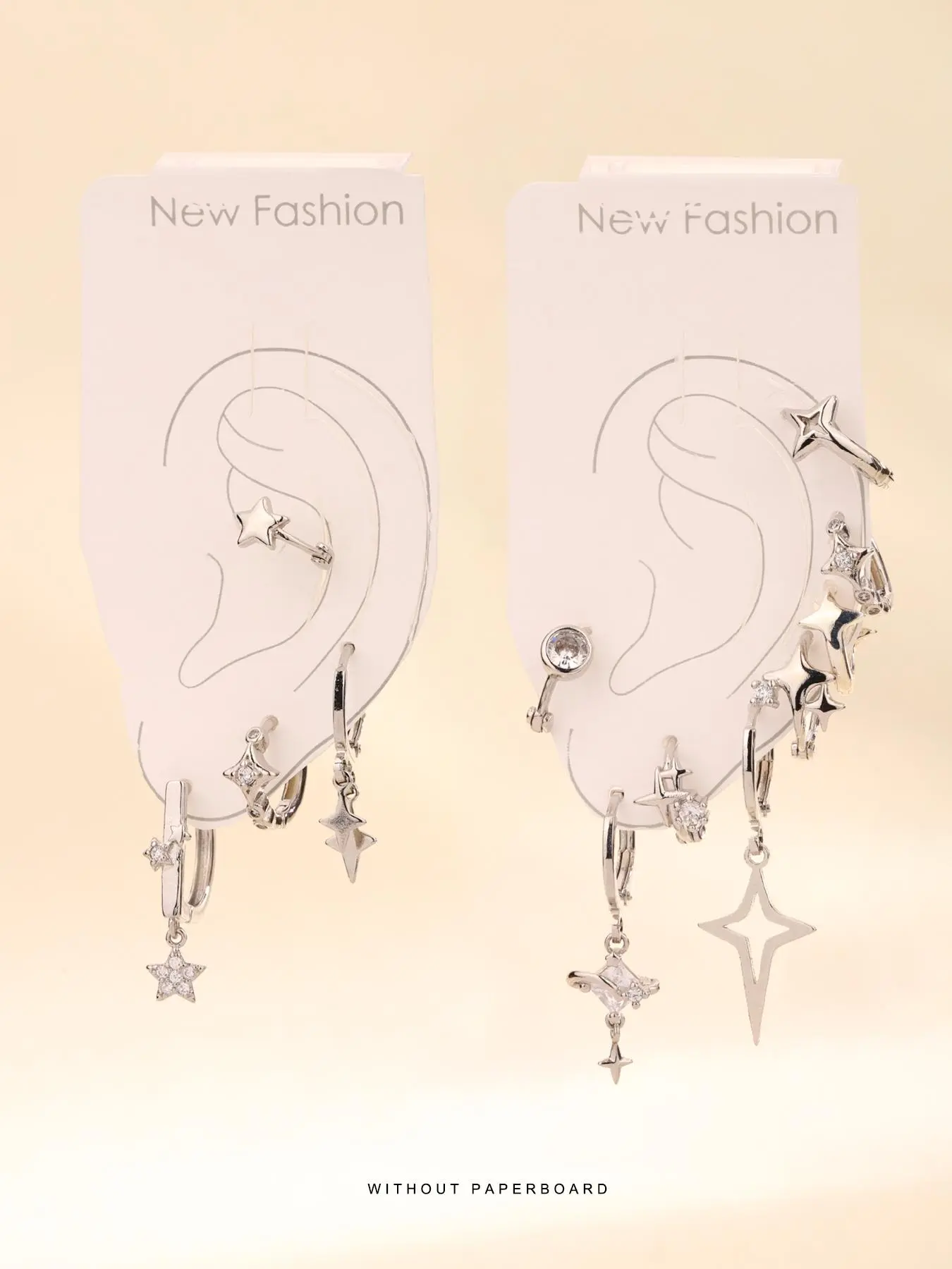 Star Design Rhinestone Decor Earrings Set, Stud Earring Jewelry, Fashionable Earrings for Women & Girls, Trendy All-match & Exquisite Jewelry for Birthday Gift, Earring Stacks, Earring Stacking Set