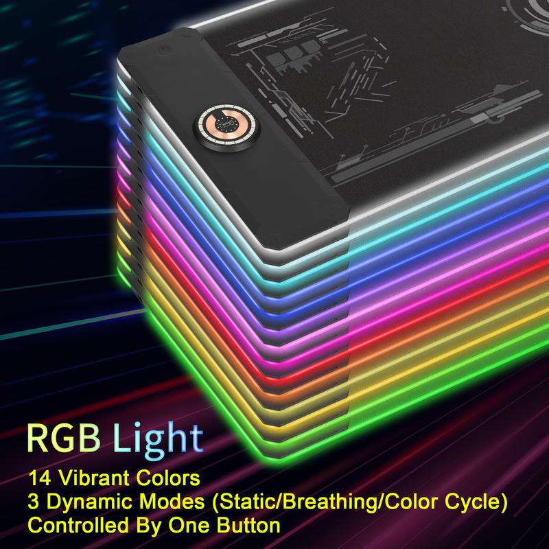 Large Gaming Mouse Pad with Magnetic Wireless Charger 15W Fast Charging, RGB Light LED Mousepad Desk Mat, Smooth Surface, Anti-Slip Rubber Base, Keyboard Pad for Gaming, MacBook, PC, Laptop - Black