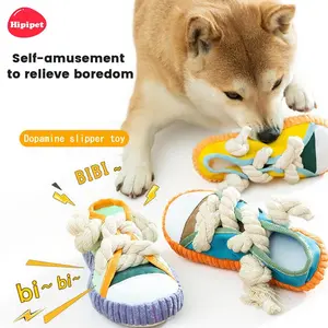 [HipiPet] Dog Barking Slippers Toy - A Fun and Entertaining Toy for Dogs! Features a rope knot design for chewing and durability, helping to relieve stress and burn off excess energy. Ideal for small to medium-sized dogs.