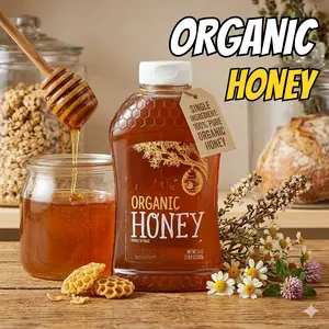 Organic Golden Honey Sweetener, Pure Natural Liquid Honey For Tea Baking And Breakfast Foods, Smooth Rich Flavor Pantry Essential, 24oz Bottle