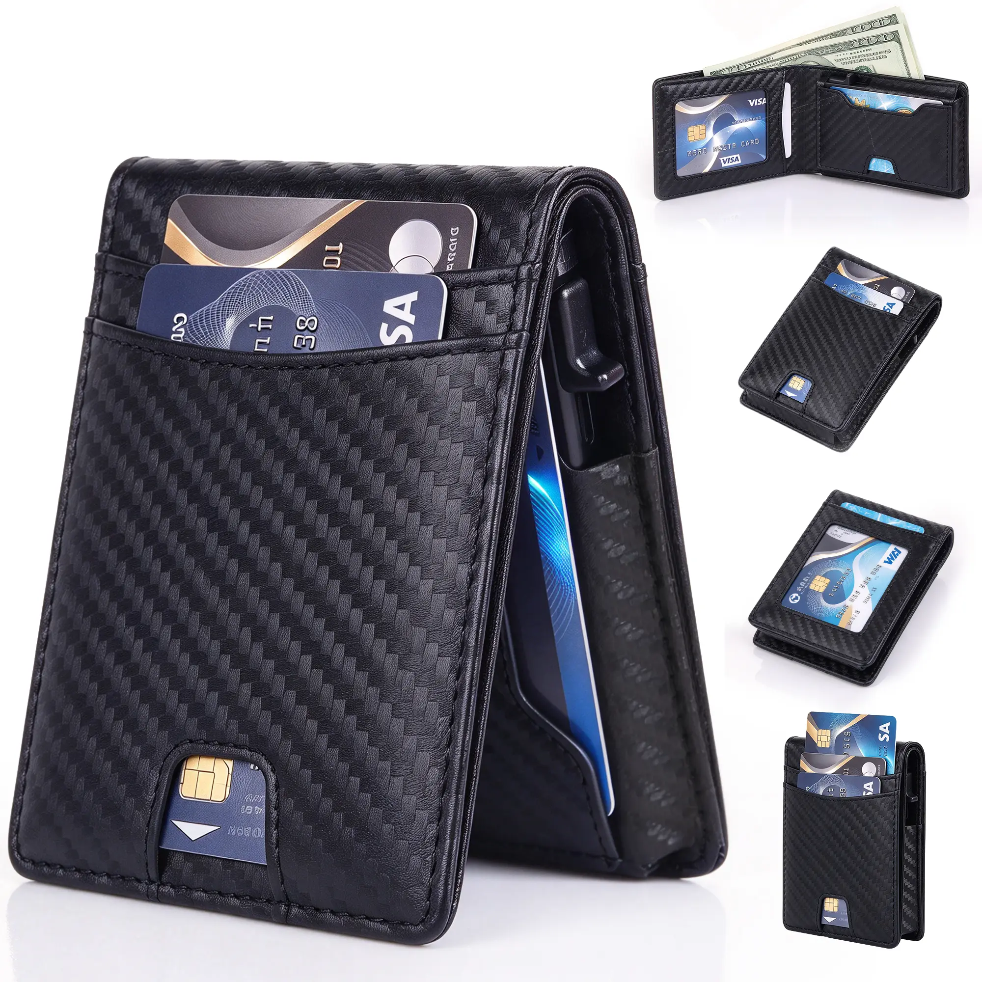 Men's Smart Wallet with RFID Blocking and 2 ID Window, Pop  up card wallet  ,Multiple Card Slots for Secure Storage and Organization