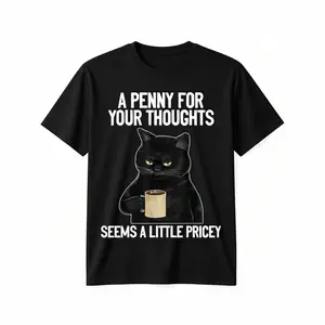 Funny Cat Saying A Penny For Your Thoughts Sarcastic Joke T-Shirt