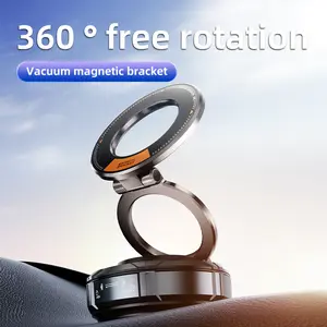 Alloy Magnetic Phone Mount Compatible with MagSafe, 360° Rotatable Vacuum Suction Cup Phone Holder, Portable Universal Car Mount for Dashboard Windshield Gym, Fit for iPhone 12+ & All Phones with Magnetic Ring
