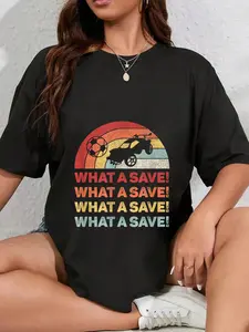 100% Cotton Unisex Vintage Retro What A Save Rocket Soccer Car League T-Shirt