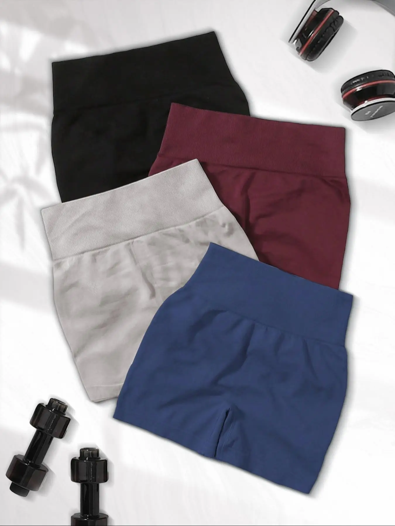 Women's Solid Ruched High Waist Sports Shorts, Casual Comfy Breathable Seamless High Stretch Shorts for Yoga Gym, Women Sport & Outdoor Clothing