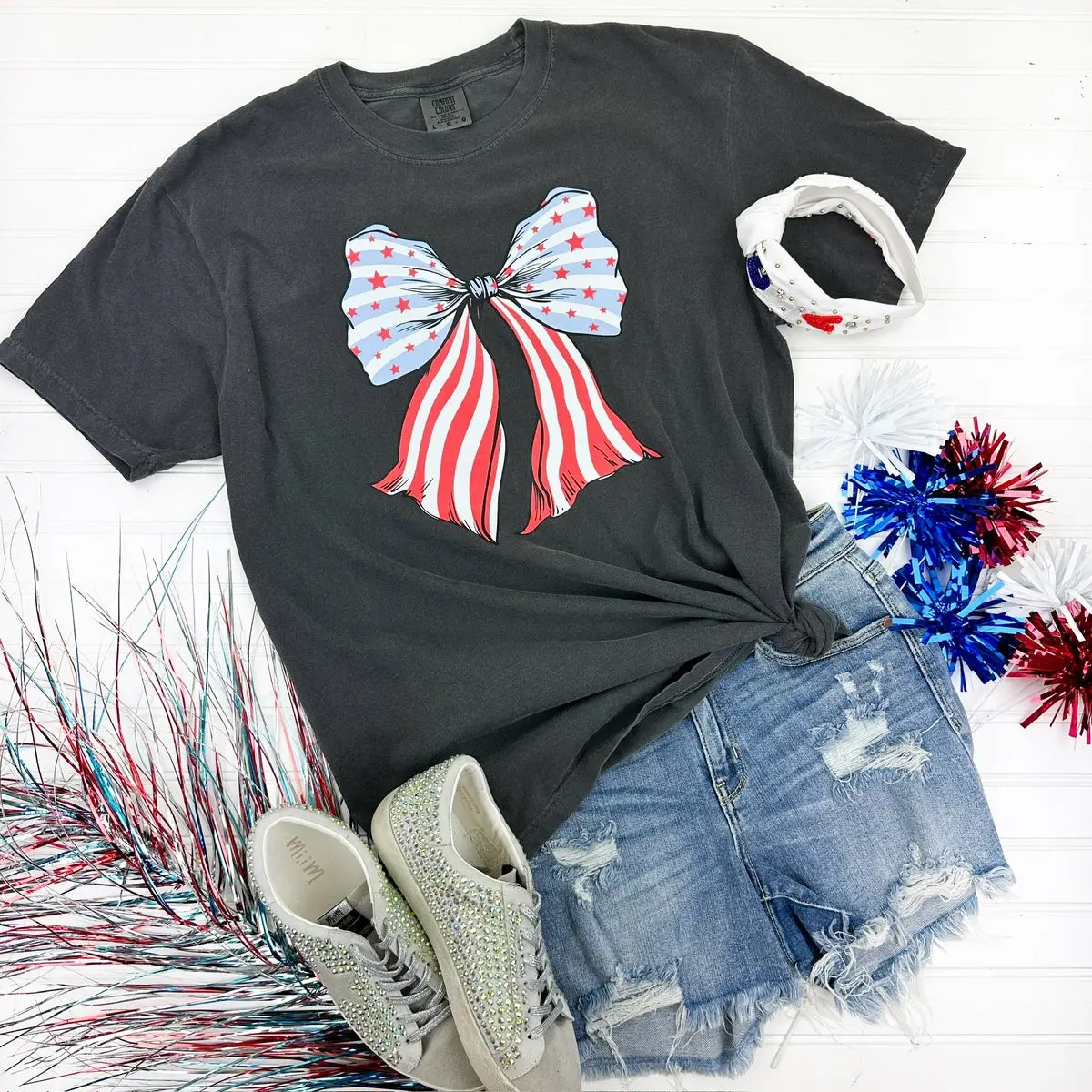 Bow-tiful Stars & Stripes Comfort Colors T-Shirt 'NLB'