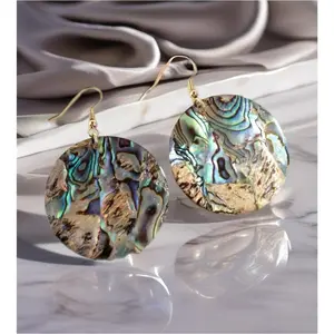 Fashionable Acrylic Abalone Shell Round Earrings