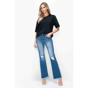 The Fray Edge Distressed High Rise Bootcut Jeans