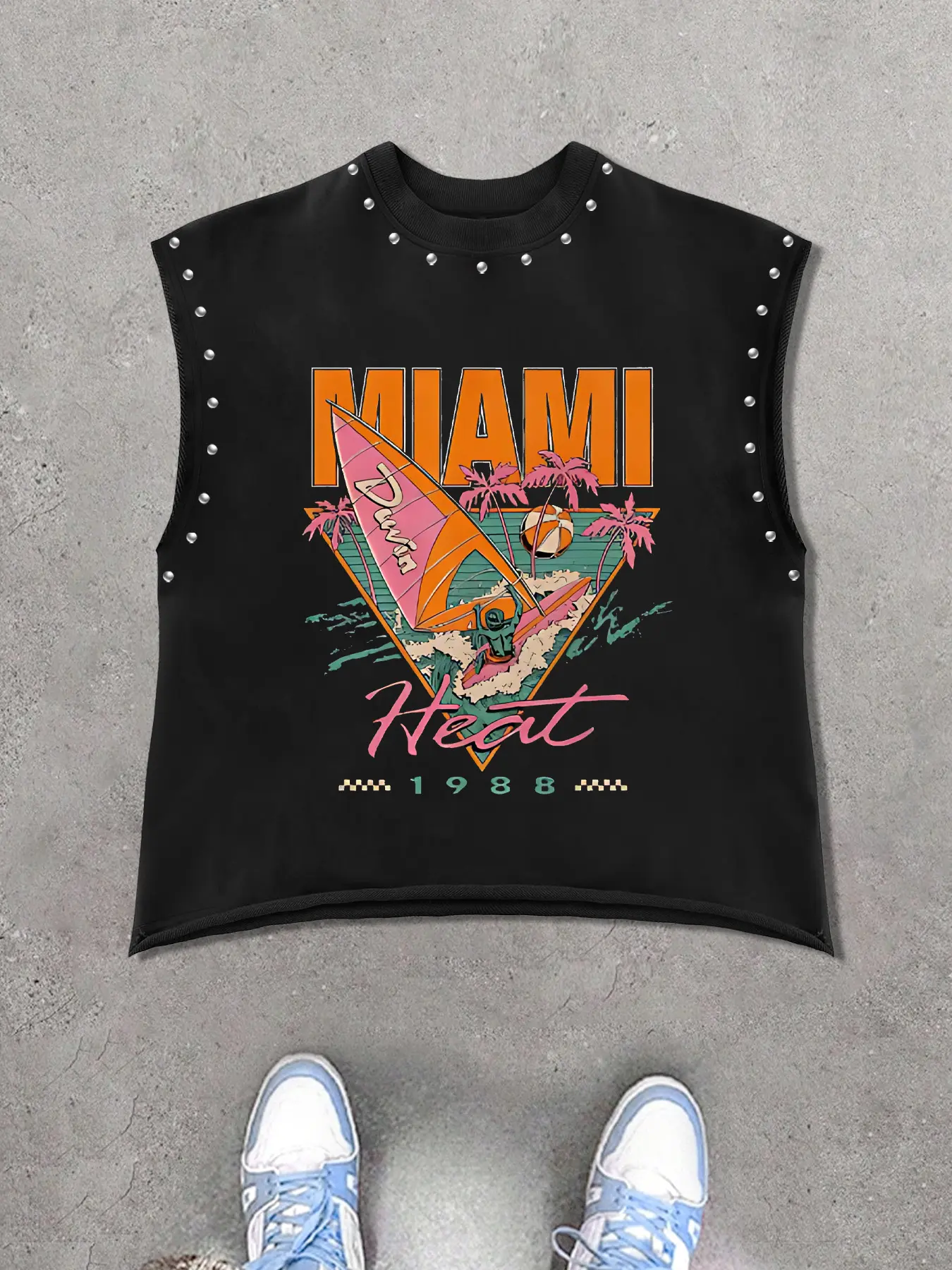 Men's Casual Graphic Sleeveless Vest Tank Top, Fitted Tropical Trendy Print Design, Comfortable Skin-Friendly Fabric, Perfect for Summer Street Style