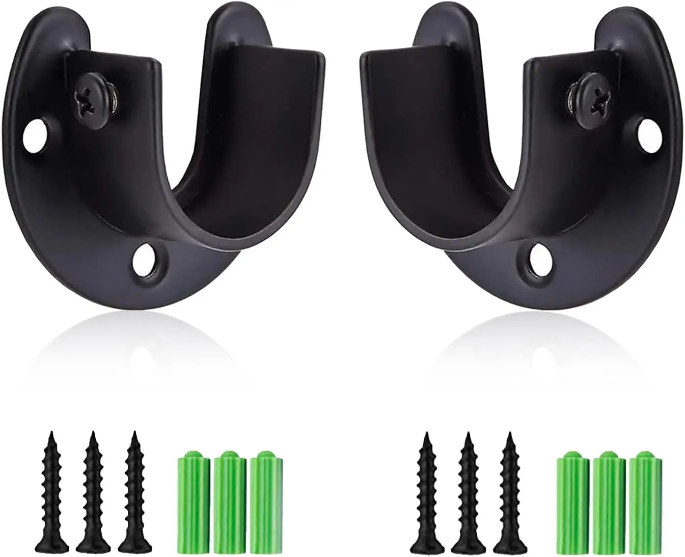 2-Pack Adjustable Stainless Steel Wall-Mount U-Shaped Closet Rod Brackets - 1-1/4 in Diameter, Rust-Resistant, Durable, with Mounting Screws for Clothes Shop, Bathroom Curtain Rod Holders