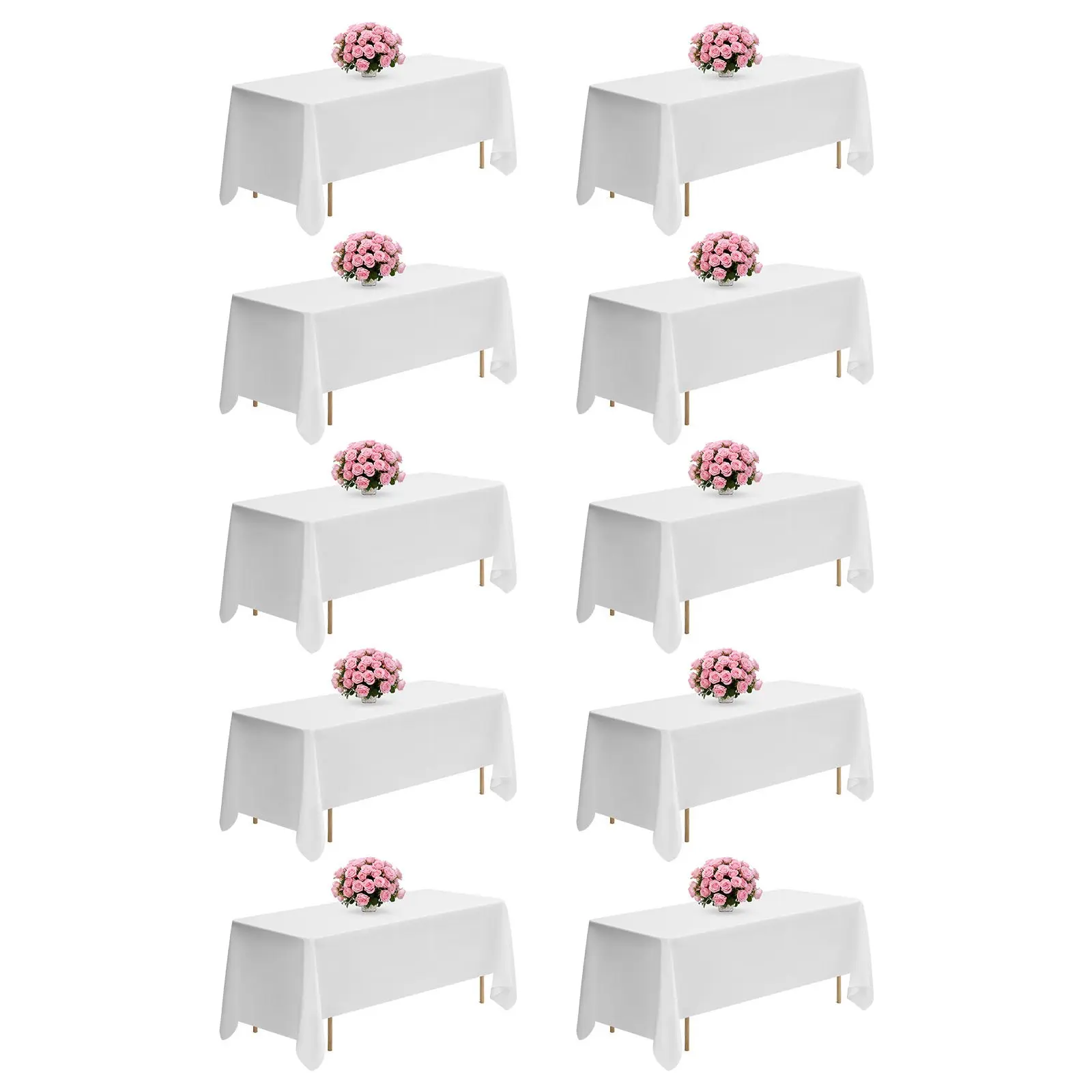 【DealsForYouDays】VEVOR White Tablecloths for Rectangle Tables, 10 Pack, 70 x 120 Inches, Reusable and Machine Washable Table Clothes, Wrinkle-Resistant Polyester Fabric Table Covers for Wedding, Party, Banquet