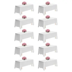 VEVOR White Tablecloths for Rectangle Tables, 10 Pack, 70 x 120 Inches, Reusable and Machine Washable Table Clothes, Wrinkle-Resistant Polyester Fabric Table Covers for Wedding, Party, Banquet