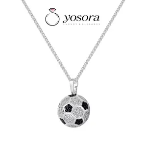 Cubic Zirconia Soccer Ball Pendant Necklace | Unisex accessory for casual wear | A great gift for fans and athletes