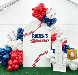 Baseball Balloon Arch Garland Kit - Red White and Blue Balloon Arch Garland Kit for Sport Party Birthday Graduation Baby Shower Decorations