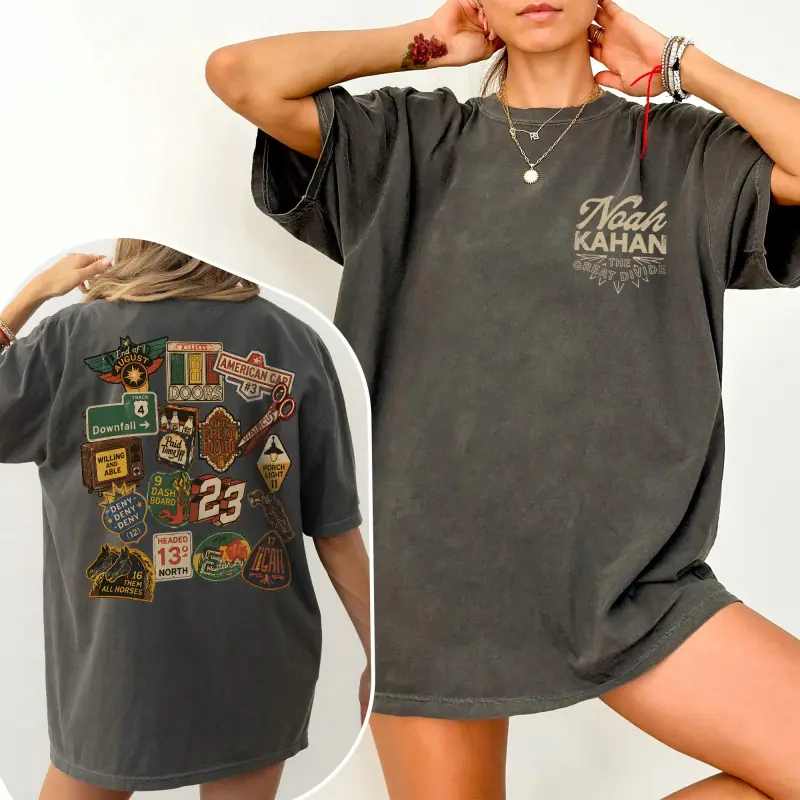 Noah Kahan Shirt, Indie Folk Concert Tee, Comfort Colors T-Shirt, Porch Light Song Shirt, Back Print Unisex Tee
