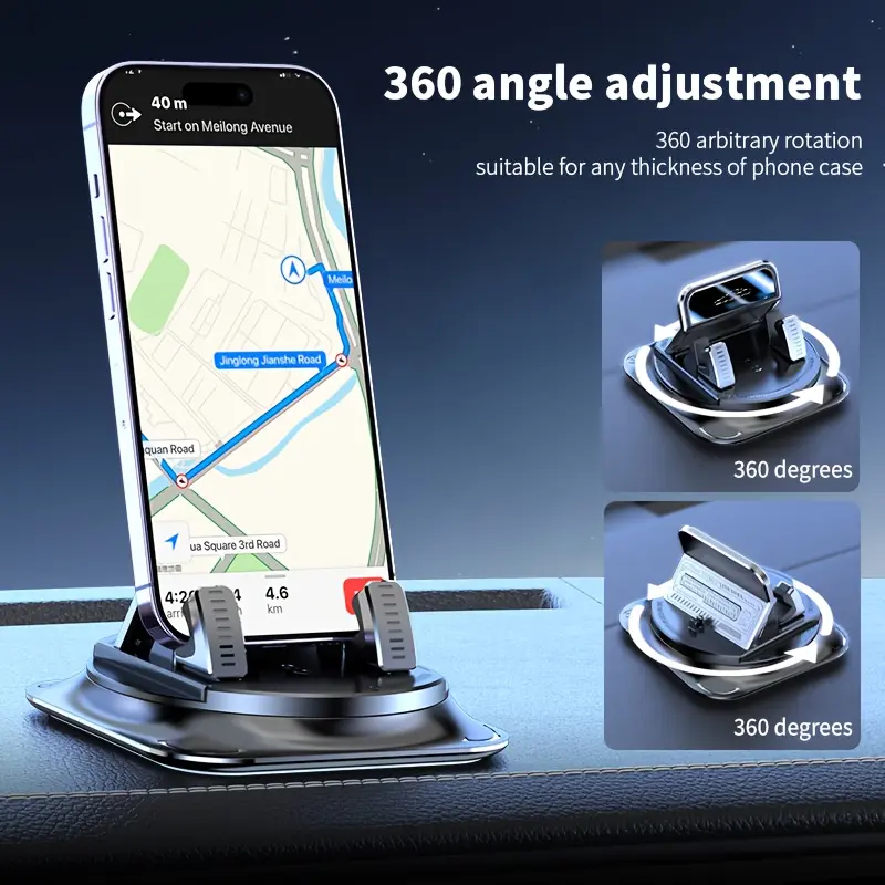 Car phone holder 360 degree rotation, suitablefor car navigation in-car dashboard, horizontaland vertica screen adjustment angle,suctioncup fixed non-slip mobile phone holdersuitable for iPhone and Android Stand Car Cellphone Mount