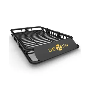 Global Roof Rack Cargo Carrier Basket – Heavy Duty Steel, 51x36x5/64x39x6 in, 200 lbs Capacity – Weather Resistant Rooftop Luggage Rack with Net – For SUV, Truck, Car, RV, Black