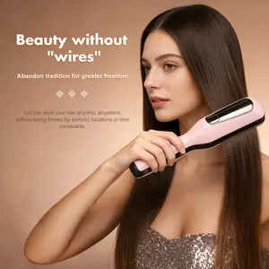 Wireless Rechargeable Typ-C Hair Straightener, Straightener Comb, Portable Electric Trimmer for Split Ends, New Model with Storage Base, Ideal Gift Choice, Wireless Cordless Straightener
