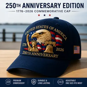 2026 American 250th Anniversary 3D Embossed Eagle & Liberty Bell Patriotic Commemorative Baseball Cap, USA Flag Patch Adjustable Snapback Sports Hat for Summer