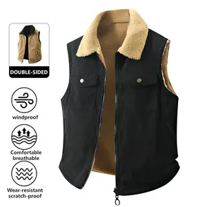 Men's Spring Autumn Winter Casual Vest Polyester Woven Fabric Water-Resistant Windproof Comfortable Fleece Lined Warm Multi-Functional Pocket Design Open Front Zip-Up Stand Collar Outdoor Hiking Camping Fishing Travel Running Daily Work Casual Sleeveless