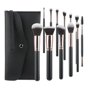 Compact 12-Piece Cosmetic Brush Set for Travel – Face and Eye Makeup Brushes