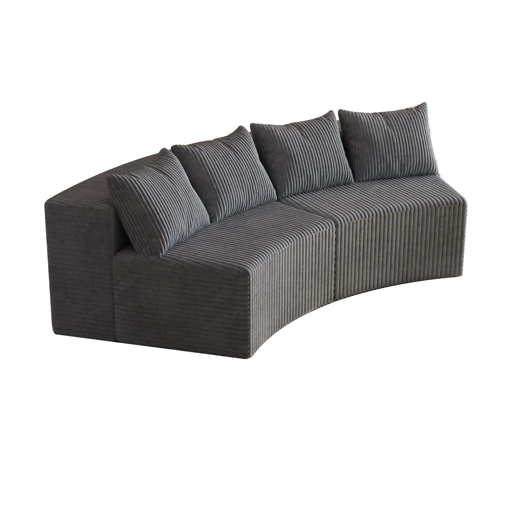 Curved Sectional Sofa With 4 Pillows, Modular Semi Circular Design