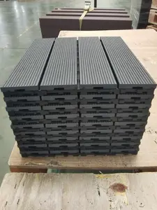 9 PCS heavy-duty & recyclable Wood-Plastic Interlocking Deck Tiles 11.8" x 11.8"- Waterproof Outdoor and Indoor Flooring for Patio, Balcony (Gray)