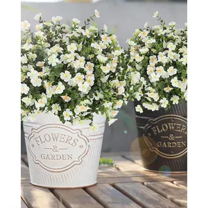 Artificial Outdoors Flowers, 12 Bundles Fake White Flowers for Outdoor Planters, Faux Plants with Silk Flowers for Front Porch Decor Garden Patio Home Aesthetic