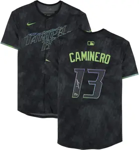 Junior Caminero Tampa Bay Rays Autographed Black Nike City Connect Limited Jersey - Fanatics Authentic Certified