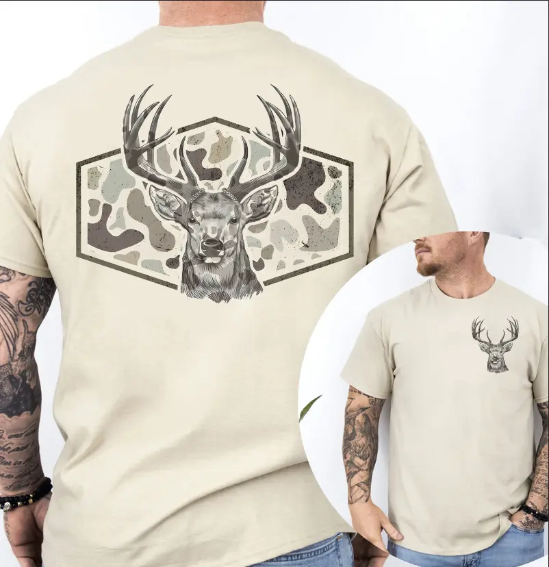 Marsh Old School Deer Camo Hunting 2 Sided Tee, Deer Hunting Camouflage Frame Shirt, Hunting Deer Camo Frame Shirt for Hunting Lovers Gift
