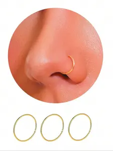 3 Pcs Stainless Steel Nose Rings Hoops, Diameter 8mm, Durable High Quality Jewelry Accessories, Fashion Body Piercing Design, Perfect Gift Idea