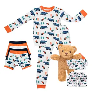 Bamboo Pajama Bundle Buttery Soft 2 Piece PJs for Boys, 3 Underwear, Zippy the Bear Kardashian Favorite