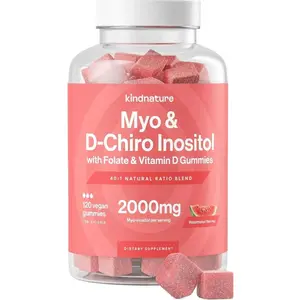 kindnature Myo-Inositol & D-Chiro Inositol Gummies for Women – 2000mg + 50mg, Ideal 40:1 Ratio – with Vitamin D & Folate – Hormone Balance & Fertility Support – Vegan, Watermelon Flavor (120 Gummies)