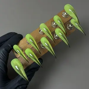 Zanxu|10pcs Lizard Green Dragon Claws! Neon Green Vein Design | Handmade Luxury Press-On Nail Set Nail Art Tool nails kit set bedazzled kit gel nail polish set